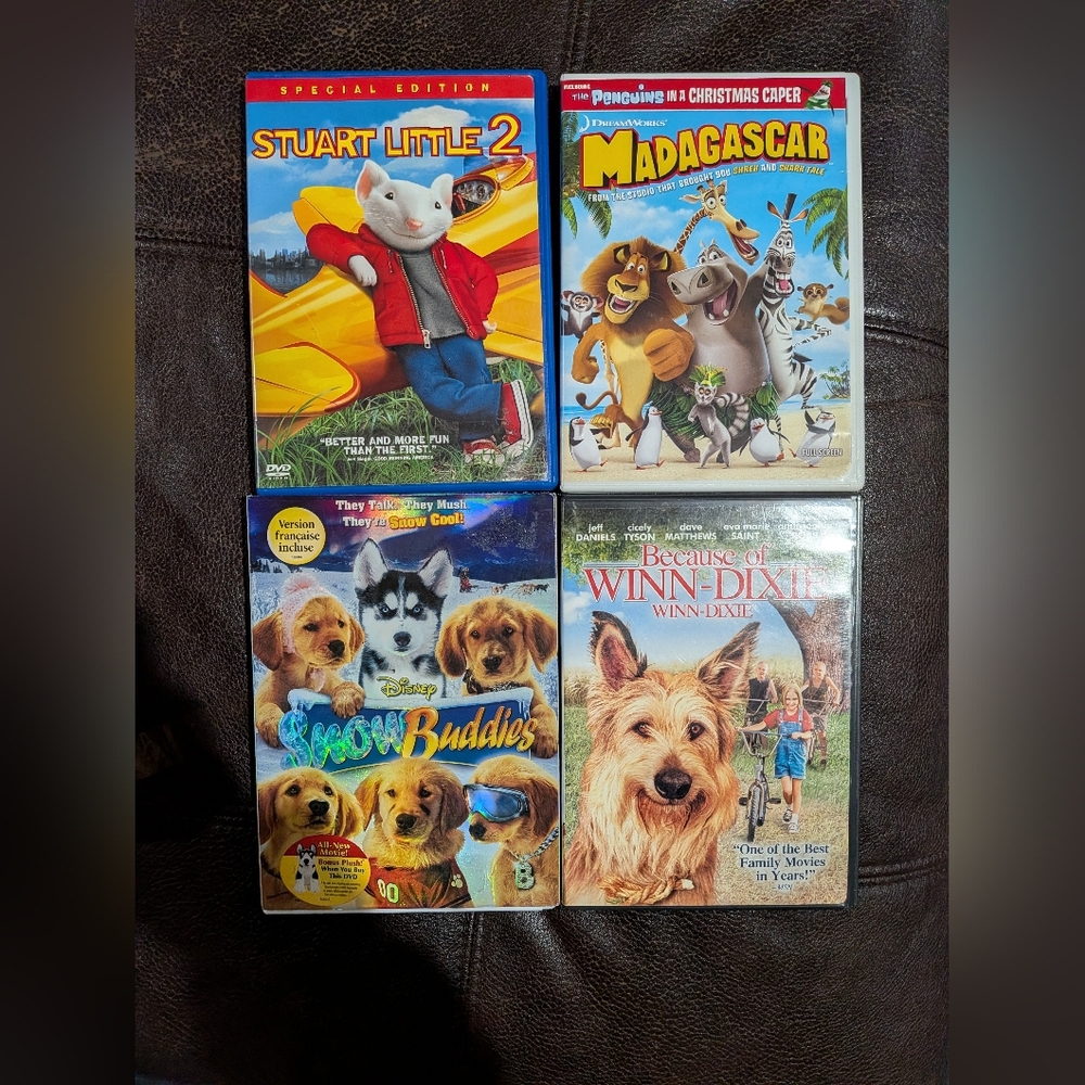 Set of 4 Kids Family Movie DVDs
